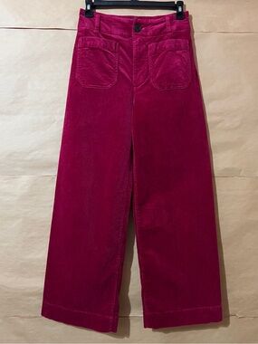 Anthropologie | Maeve The Colette Corduroy Wide Leg Pants Raspberry Pink Size 25